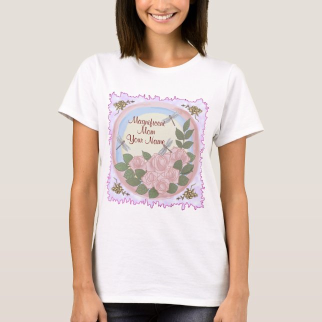 Dragonfly Roses Mum  T-Shirt (Front)