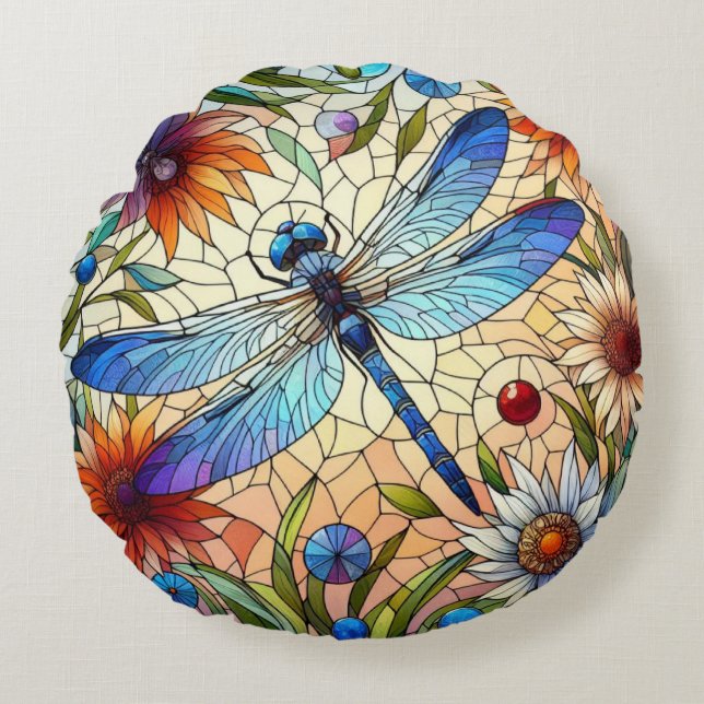 Dragonfly Round Pillow (Front)