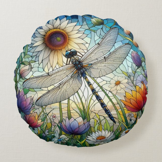 Dragonfly Round Pillow (Front)