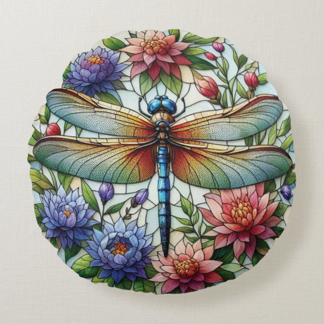 Dragonfly Round Pillow (Front)