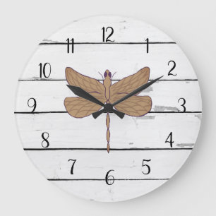 Dragonfly Rustic Shiplap Farmhouse Decor Large Clock