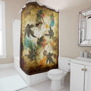 Dragonfly Rustic Splash Shower Curtain