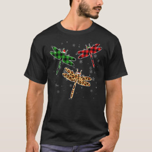 Dragonfly Santa Hat Christmas Pajama Buffalo Plai T-Shirt