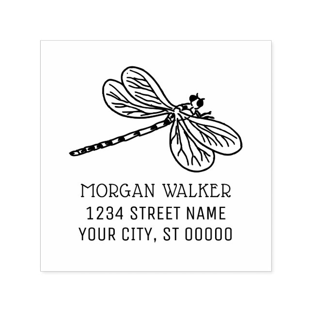 Dragonfly Silhouette #3 Insect Name Address Self-inking Stamp (Design)