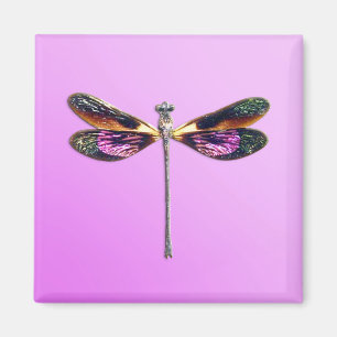 Dragonfly - silver, gold, purple and black magnet