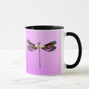 Dragonfly - silver, gold, purple and black mug