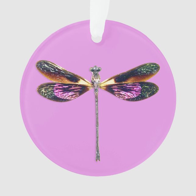 Dragonfly - silver, gold, purple and black ornament (Front)