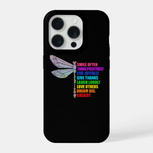Dragonfly Smile Often Think Positively Quote iPhone 15 Pro Case