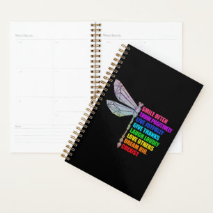 Dragonfly Smile Often Think Positively Quote Planner