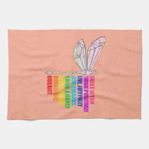 Dragonfly Smile Often Think Positively Quote Tea Towel