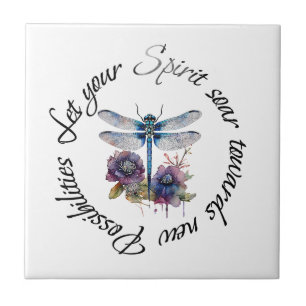 Dragonfly - spirit of new possibilities ceramic tile