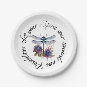 Dragonfly - spirit of new possibilities paper plate