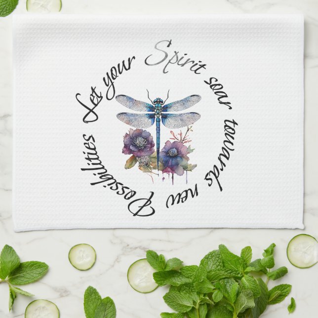 Dragonfly - spirit of new possibilities tea towel (Folded)
