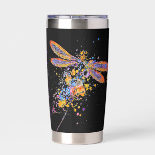 Dragonfly splatter personalised insulated tumbler