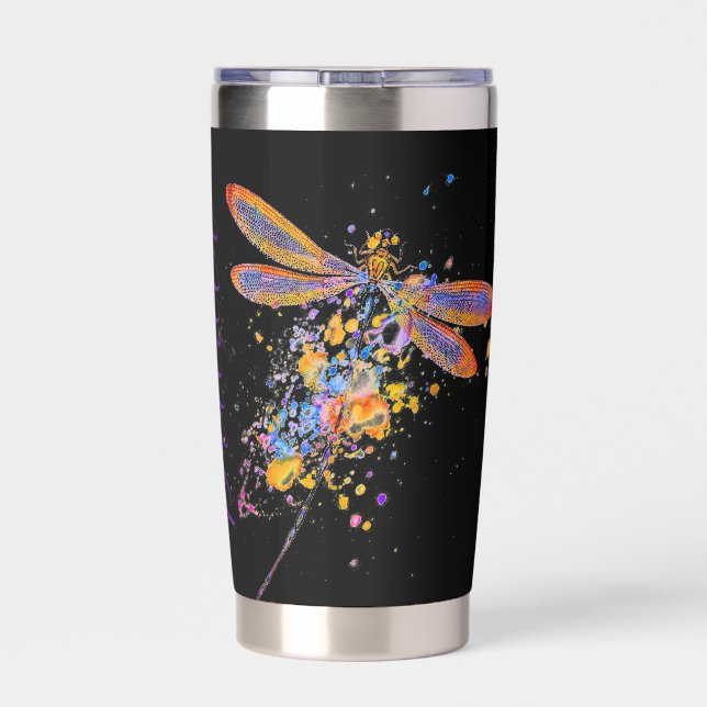 Dragonfly splatter personalised insulated tumbler (Back)