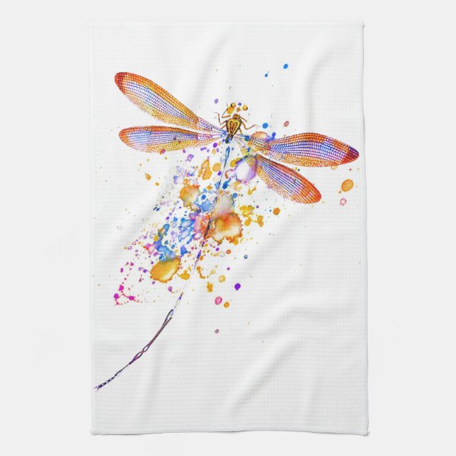 Dragonfly splatter tea towel (Vertical)