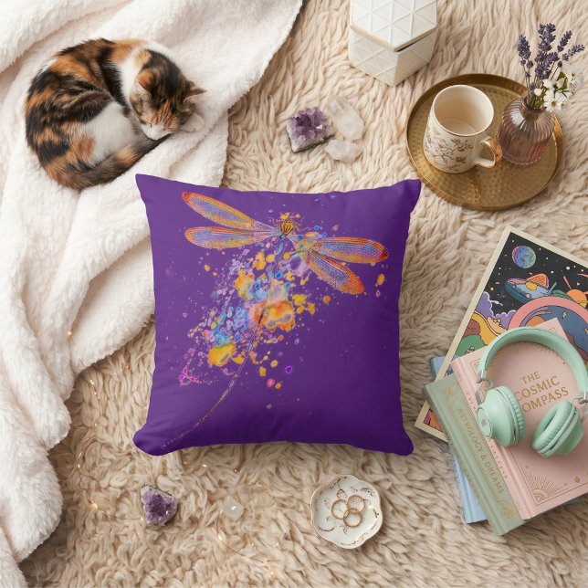 Dragonfly splatter throw pillow (Creator Uploaded)