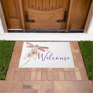 Dragonfly splatter Welcome Doormat