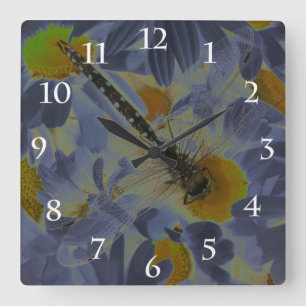 Dragonfly Square Wall Clock