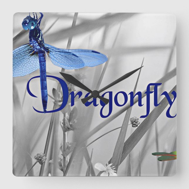 Dragonfly Square Wall Clock (Front)
