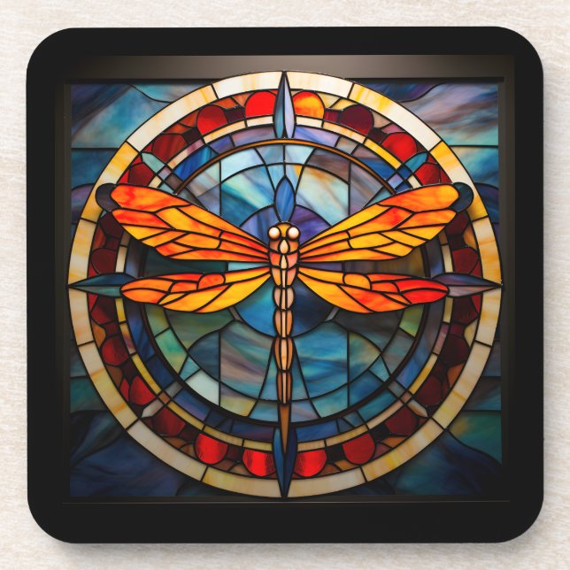 dragonfly stained glass coaster (Front)