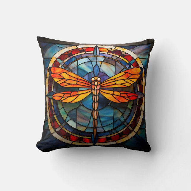 dragonfly stained glass cushion (Front)