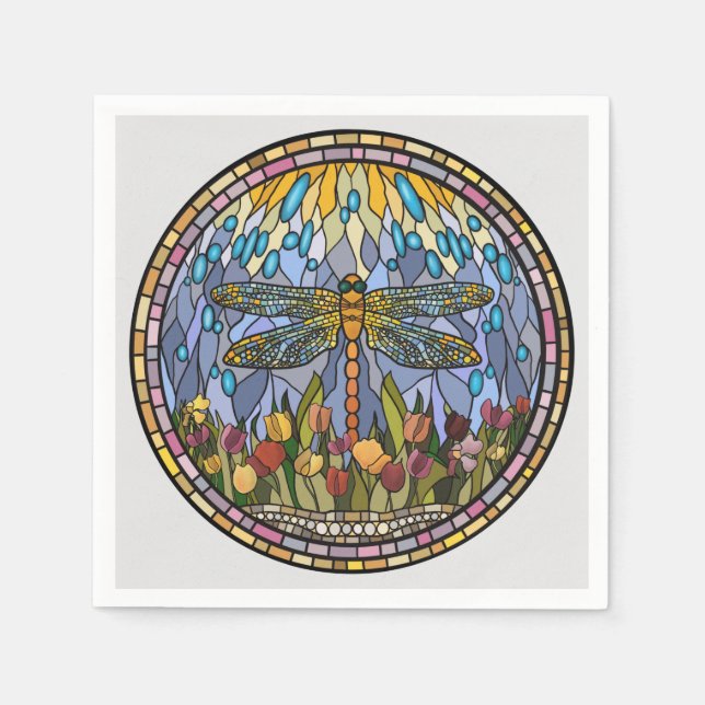 Dragonfly-Stained Glass Design  Napkin (Front)