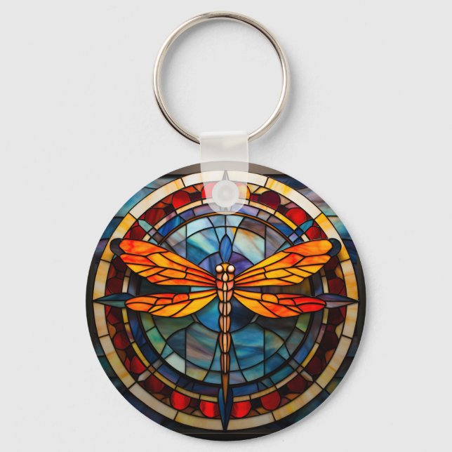 dragonfly stained glass key ring (Front)