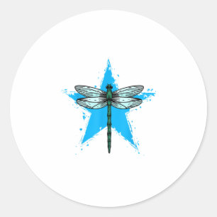 Dragonfly Star Design Insect Love Lover Dragonflie Classic Round Sticker