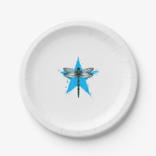 Dragonfly Star Design Insect Love Lover Dragonflie Paper Plate (Front)