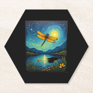 Dragonfly Starry Night (2) Paper Coaster