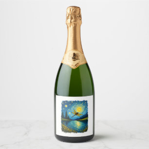Dragonfly Starry Night (2) Sparkling Wine Label