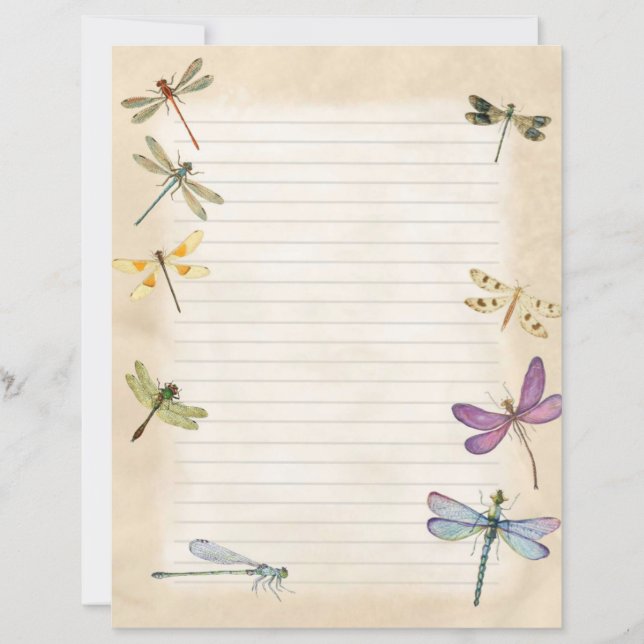 Dragonfly Stationery Lined Writing Paper (Front)