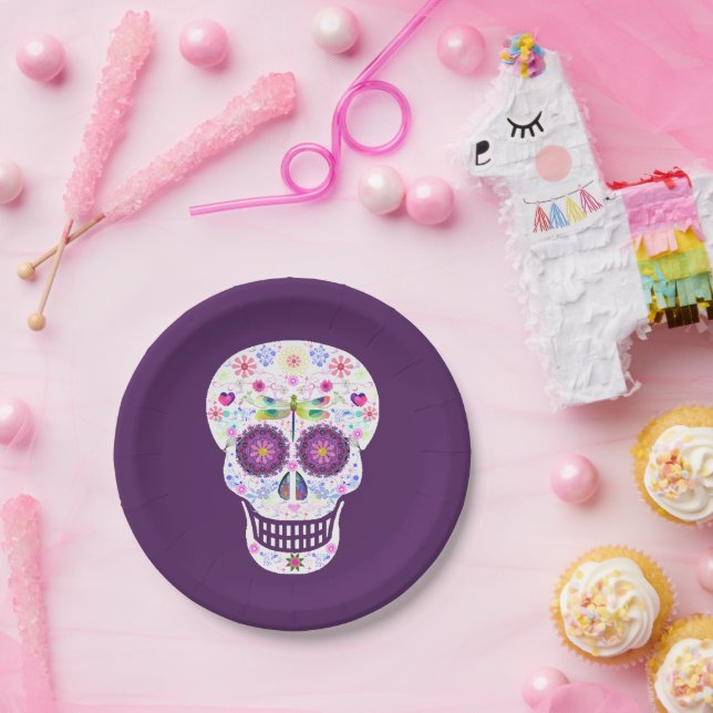 Dragonfly SUgar Skull Paper Plates (Party)