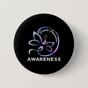 Dragonfly Suicide Prevention Awareness Pink And Te 6 Cm Round Badge