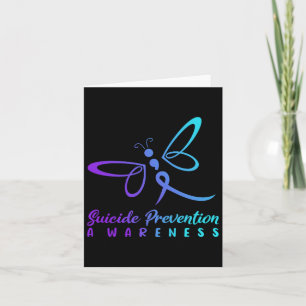 Dragonfly Suicide Prevention Awareness Pink And Te Card