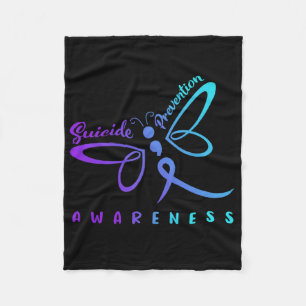 Dragonfly Suicide Prevention Awareness Pink And Te Fleece Blanket