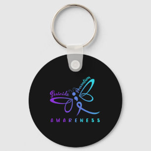 Dragonfly Suicide Prevention Awareness Pink And Te Key Ring