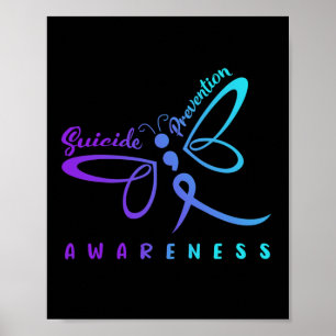 Dragonfly Suicide Prevention Awareness Pink And Te Poster