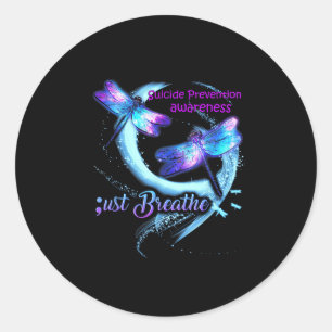 Dragonfly Suicide Prevention Awareness Warrior Sem Classic Round Sticker