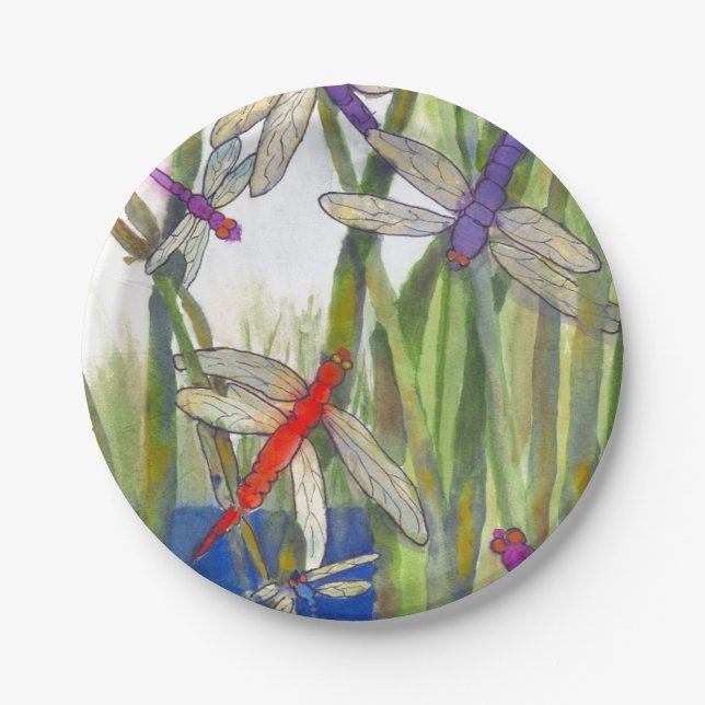 Dragonfly Summer Paper Plates (Front)