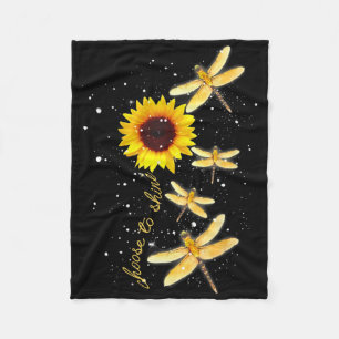 Dragonfly Sunflower Teacher Growth Mindset Choose  Fleece Blanket