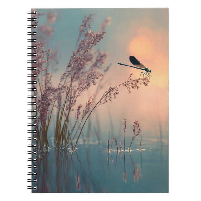 Dragonfly Sunset Reflection Notebook (Front)