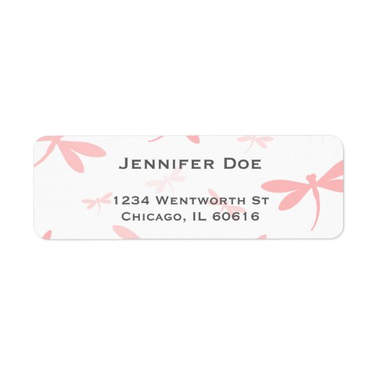 Dragonfly Swarm Template | Coral Pink Return Address Label