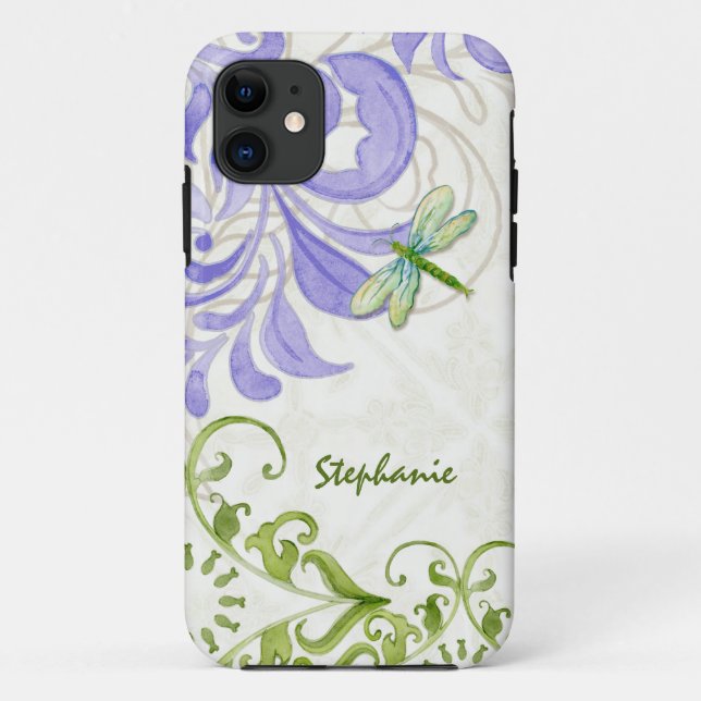 Dragonfly Swirl Flourish Watercolor Personalised Case-Mate iPhone Case (Back)