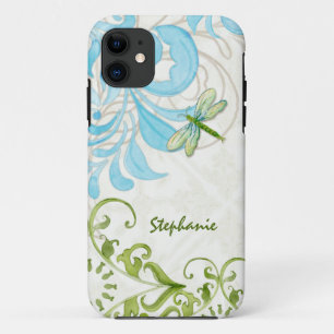 Dragonfly Swirl Flourish Watercolor Personalised iPhone 11 Case