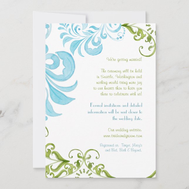 Dragonfly Swirls Scroll Chic Modern Floral Invite (Front)