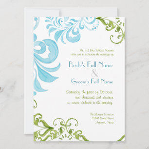 Dragonfly Swirls Watercolor Wedding Invitations