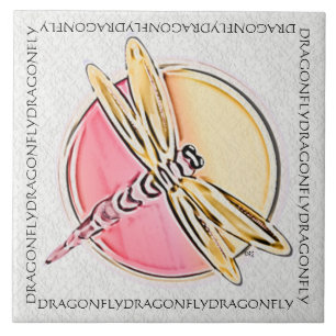 Dragonfly Symbol Pink Tile
