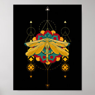 Dragonfly Symbols Mandala Insect Magic Poster